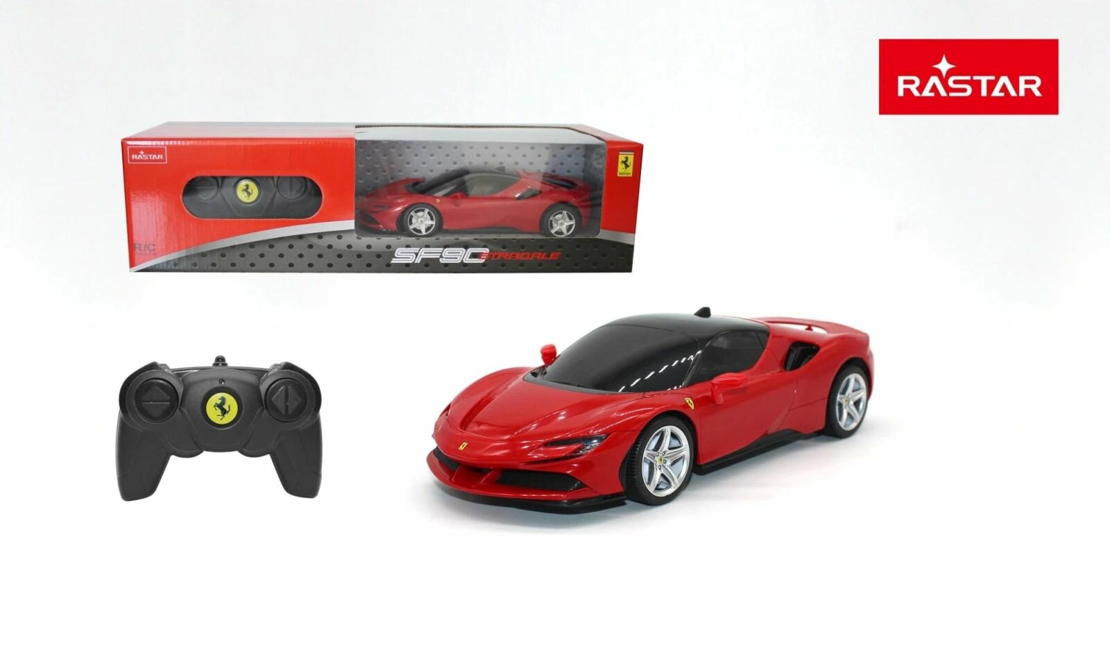 Машинка радиоуправляемая Rastar "Ferrari SF90 Stradale", масштаб 1:24, 2,4G, красная, 25,9х12,7х6 см