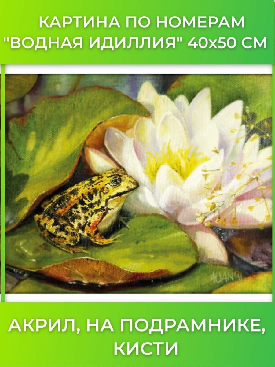Картина по номерам 40х50 см. "Водная идиллия", на подрамнике, акрил, кисти (662907) Brauberg - фото №5
