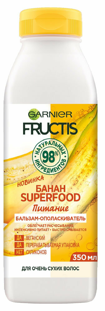 Garnier Fructis бальзам-ополаскиватель Банан Superfood Питание для очень сухих волос