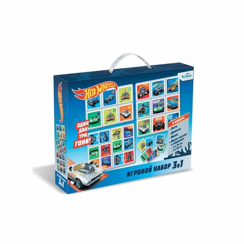 Набор игровой ORIGAMI Hot Wheels 3в1 05971 домино пазлы 18 эл для малышей