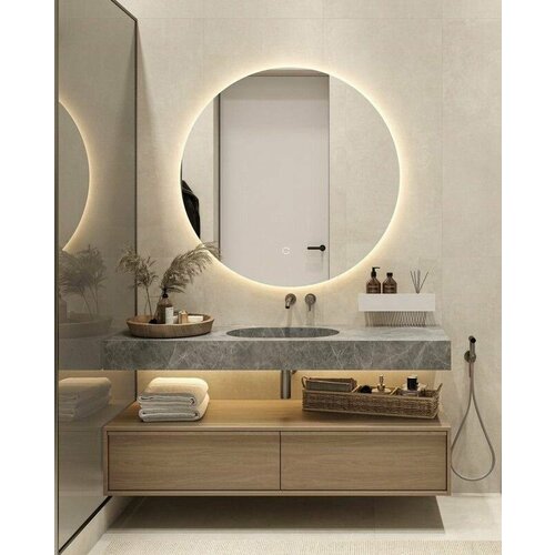 Зеркало круглое MN D80 для ванной с тёплой LED-подсветкой