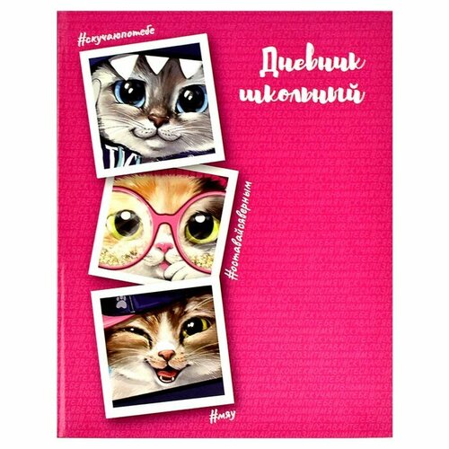 Дневник универсальный для 1-11 классов, 48 листов Коты, интегральная обложка, глянцевая ламинация