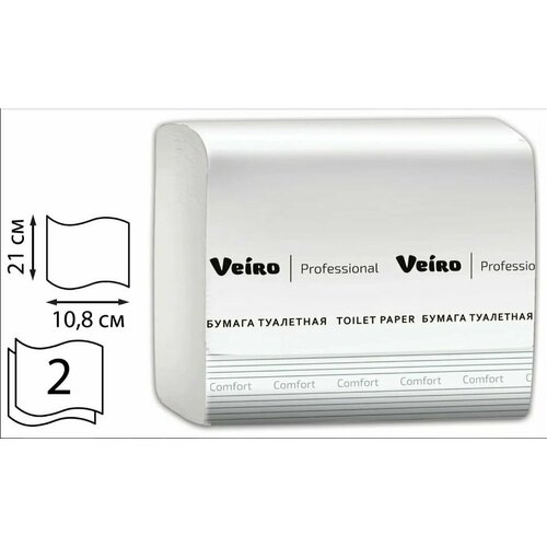 Туалетная бумага Veiro Professional Comfort 2 слоя, без запаха, 250л/уп - 4 пачки бумага в листах v veiro professional premium 2 слойная упаковка 250 листов