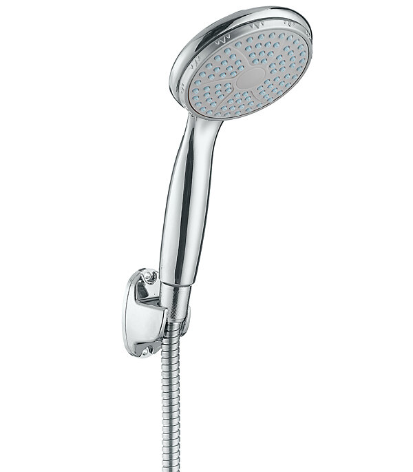 Лейка для душа Union d100 мм 1 режим со шлангом 1500 мм с держателем пластик хром (MW036)