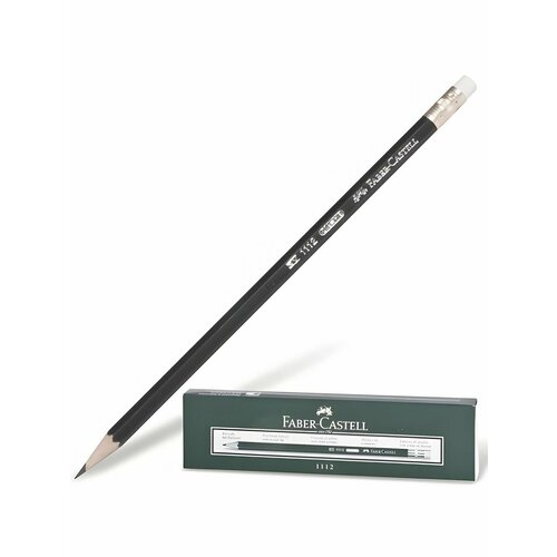 карандаш чернографитный faber castell 1 шт 1112 нв с резинкой корпус черный 111200 Карандаши чернографитные НВ, с ластиком, 12 шт.