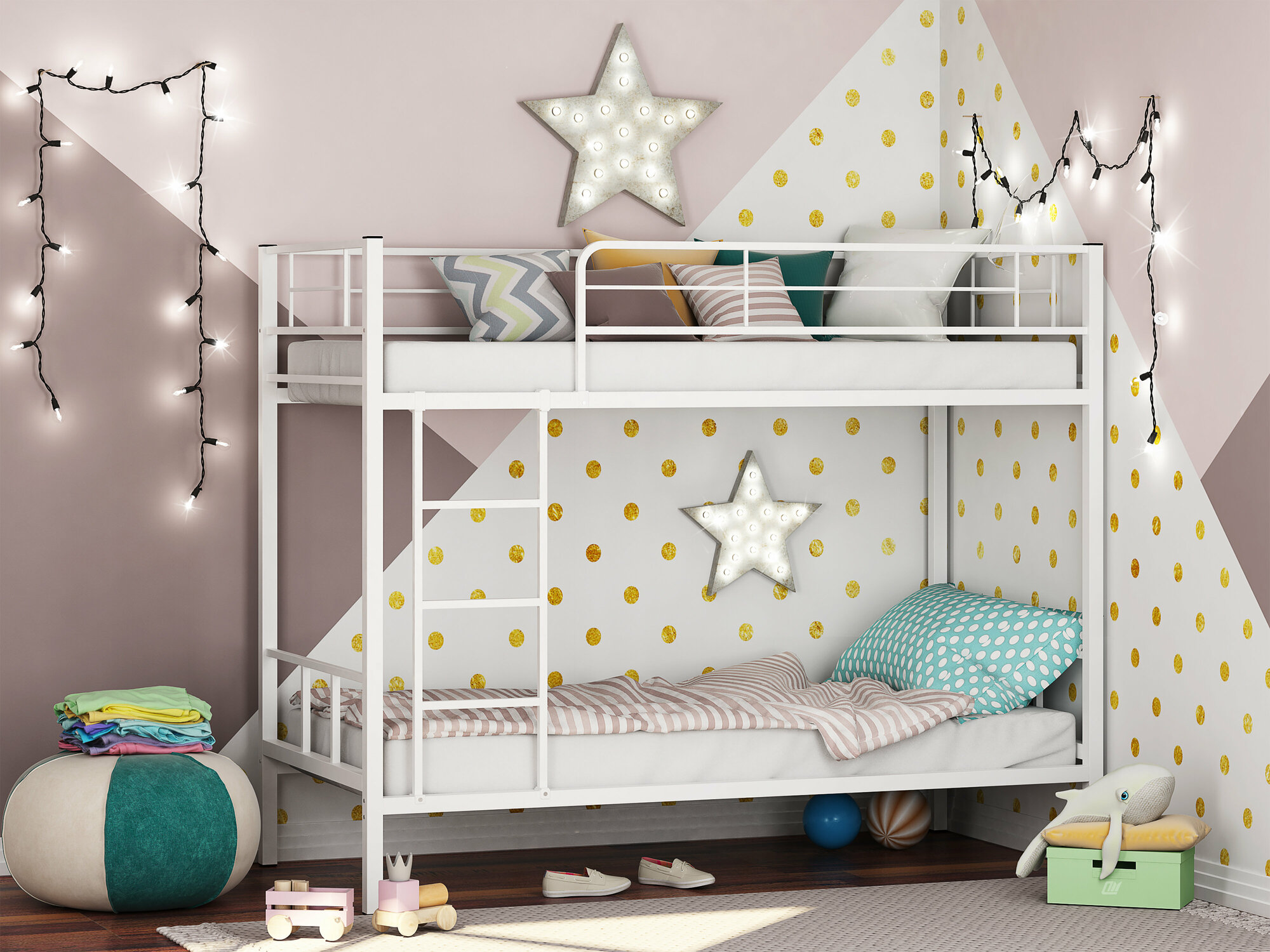 фото Двухъярусная кровать Севилья-2 серая (с матрасами Viola)