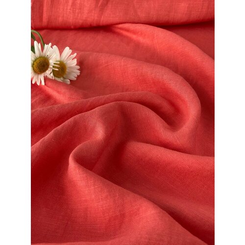 ARTENIA - Ткань лен/вискоза в цвете Коралл, 1 метр
