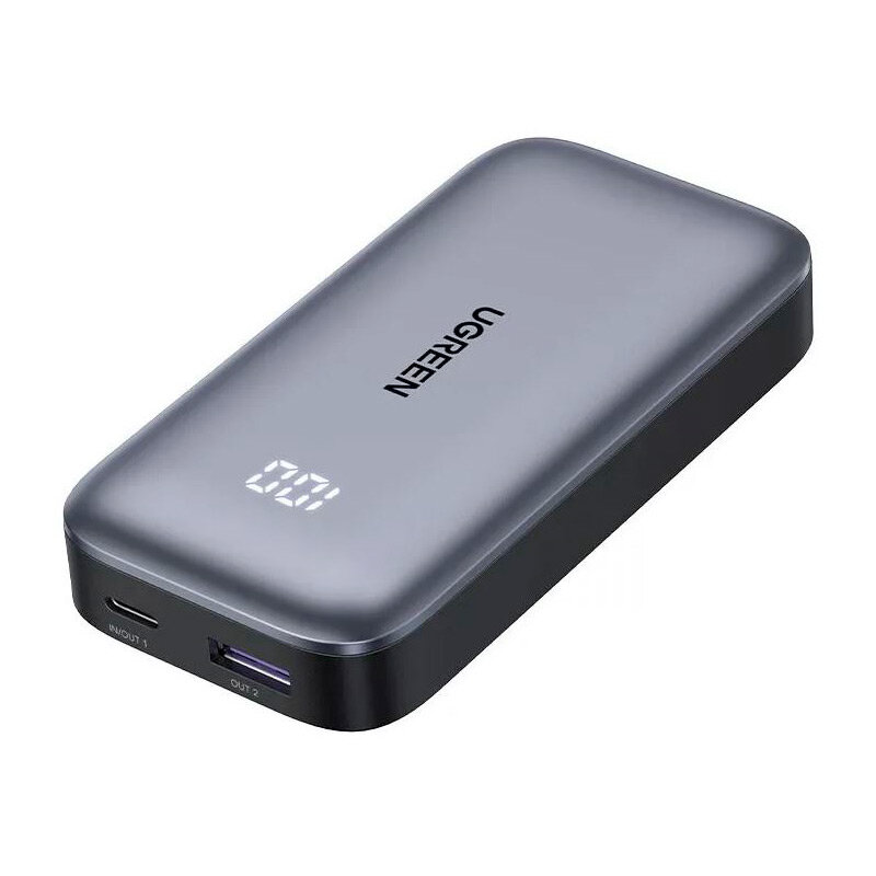 Внешний аккумулятор Ugreen PB502 (25185) 10000mAh Mini Quick Charging 30W Power Bank 30W with Digital Display, серый