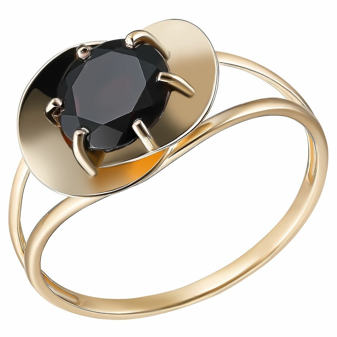 Перстень UVI Ювелирочка Серебряное кольцо 925 пробы с Гранатом, серебро, 925 проба, золочение, гранат