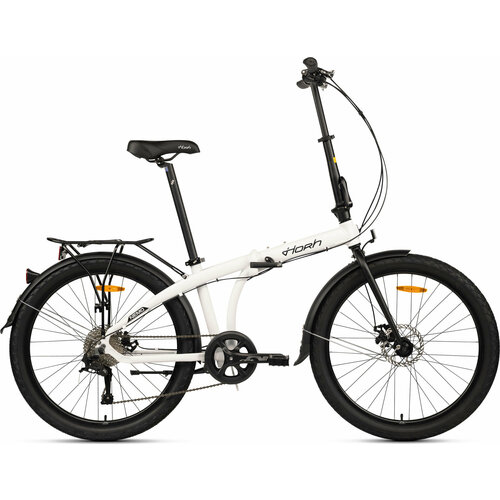 Велосипед складной, городской HORH NEMO 26 (2024), алюминиевая рама, 8 скоростей, дисковые гидравлические тормоза, цвет White-Black, размер рамы 13,5, на рост 150-160 см