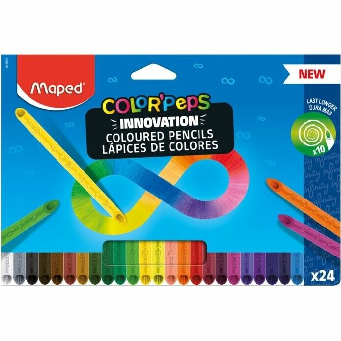 Карандаши 24 цвета Maped COLOR'PEPS INFINITY, корпус треугольный, ударопрочный грифель, в каронной коробке