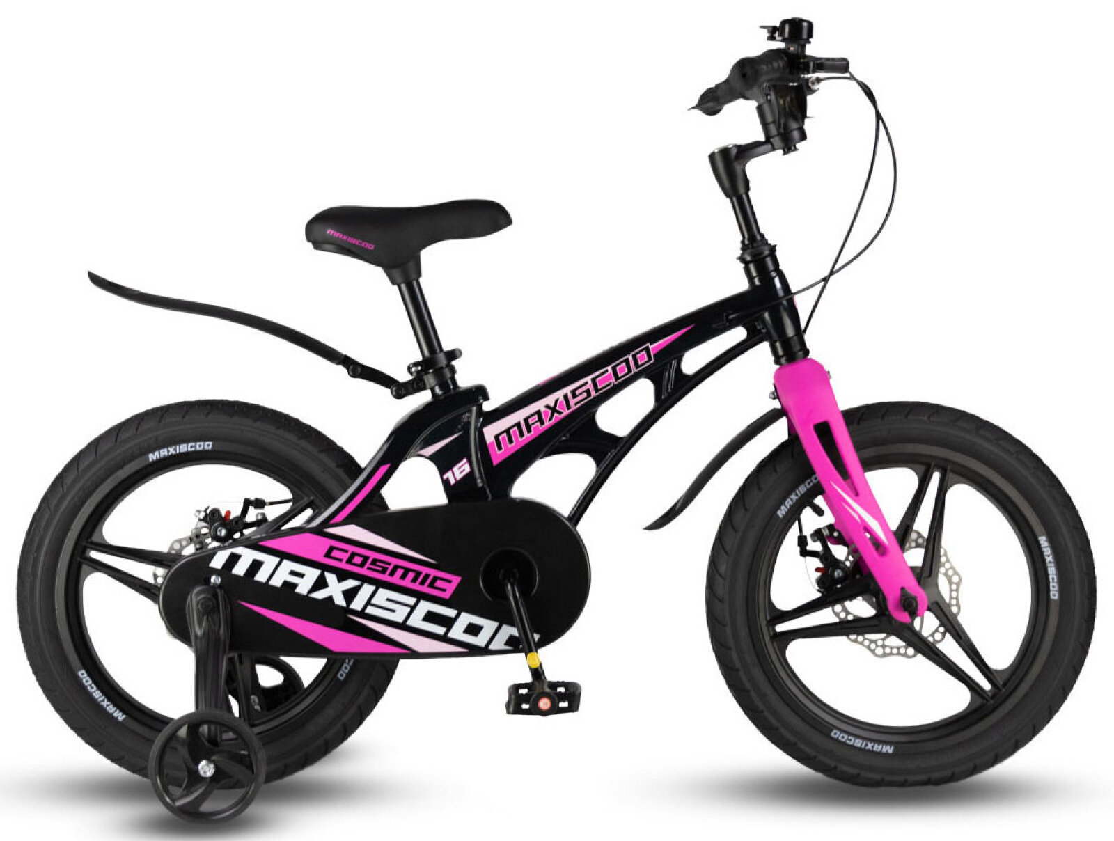 Детский велосипед Maxiscoo Cosmic Deluxe 16" (2024) 16 Черно-розовый (100-115 см)
