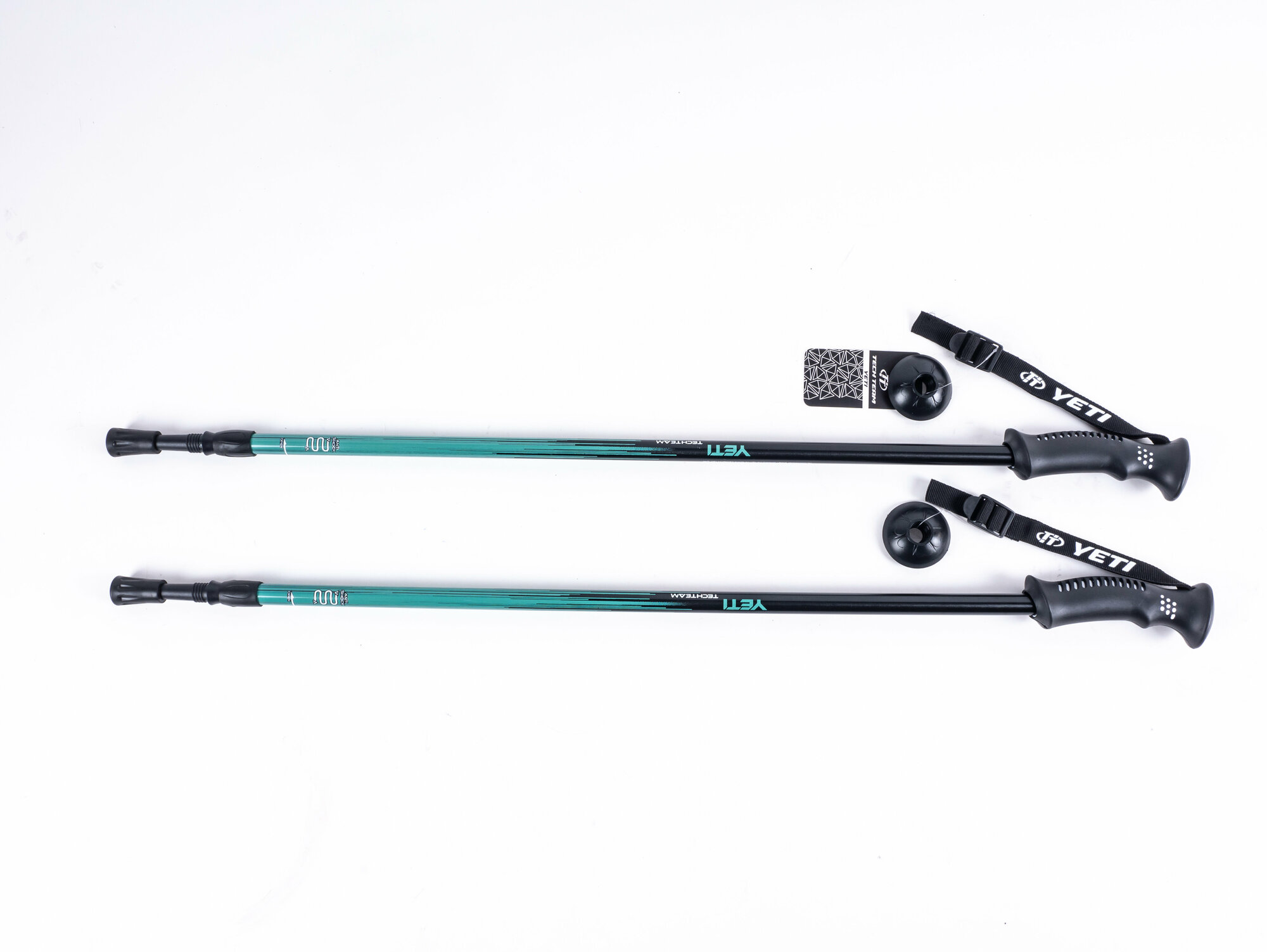 Палки для скандинавской ходьбы треккинговые Tech Team Yeti Celadon 115-135 см, двухсекционные телескопические алюминиевые, система-антишок