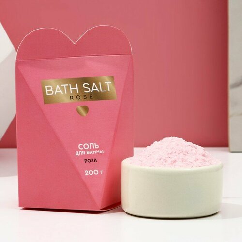 Чистое счастье, соль для ванны «Bath Salt», 200 г, аромат роза соль для ванн с ароматом гуараны feito brasil bath salt guarana 120 гр