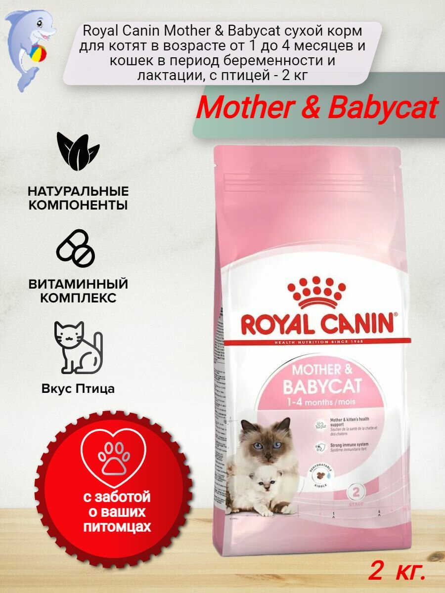 Royal Canin Mother & Babycat сухой корм для котят в возрасте от 1 до 4 месяцев и кошек в период беременности и лактации, с птицей - 2 кг
