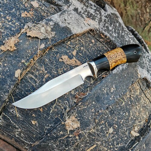 фото Нож "аргонавт-1" из кованой стали х12мф, рукоять граб-карелка-граб атака