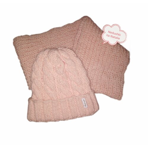 шапка снуд женские landre лулу комплект 71 персиковый Комплект , размер 5-8 лет, розовый