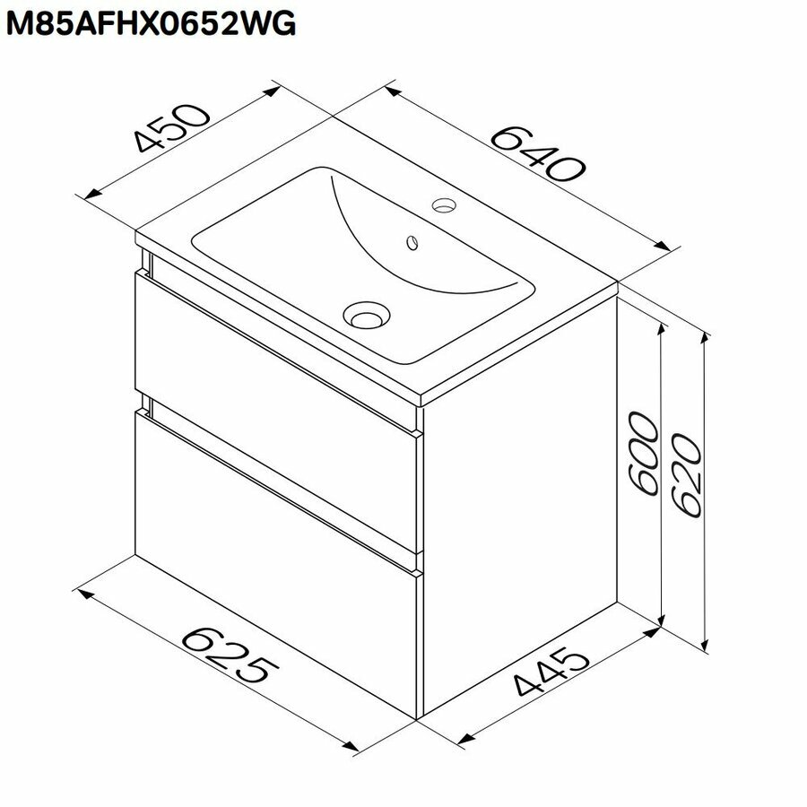 Тумба под раковину AM.PM X-Joy M85AFHX0652WG подвесная, 65 см, 2 ящика, белый глянец