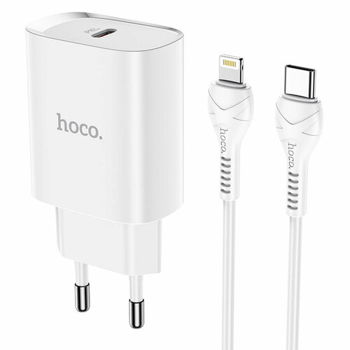 Зарядное устройство HOCO N14 Smart USB-C + Кабель Type-C-Lightning, белый