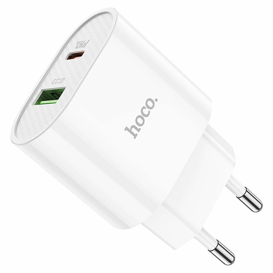 Сетевое зарядное устройство HOCO C95A Lineal 1xUSB + 1xUSB-C, 3A, 20W, белый