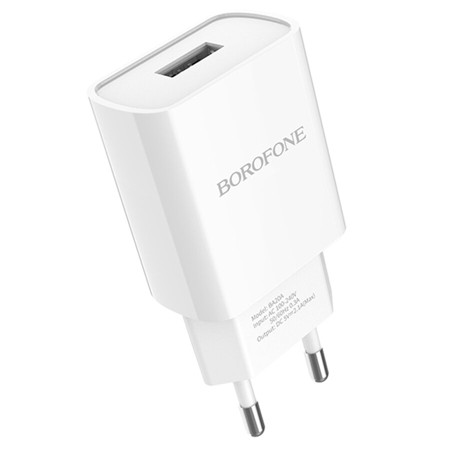 Сетевое зарядное устройство BOROFONE BA20A Sharp 1xUSB, 2A, белый