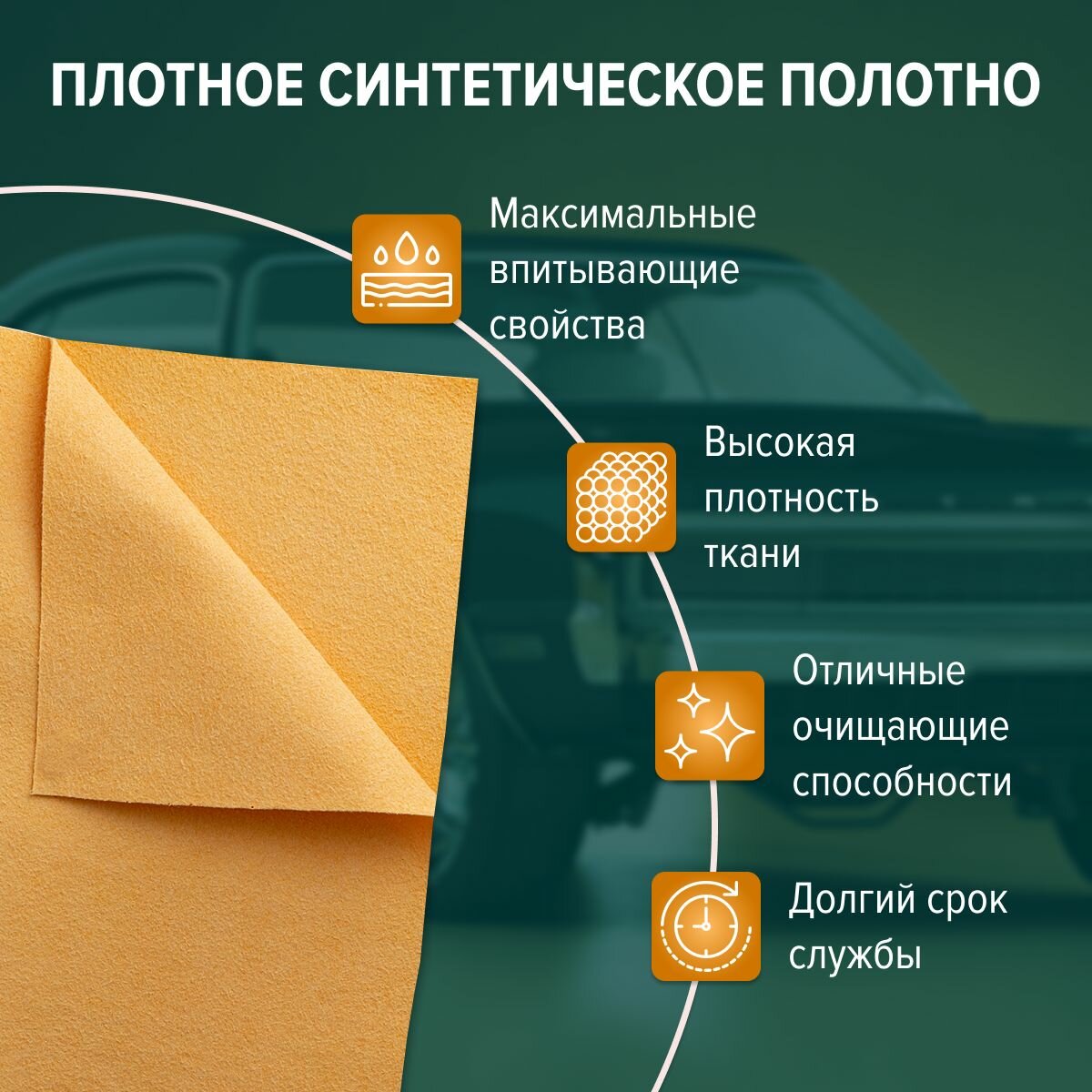 Салфетка искусственная замша, 220 гр, 40х50 см — фото 1