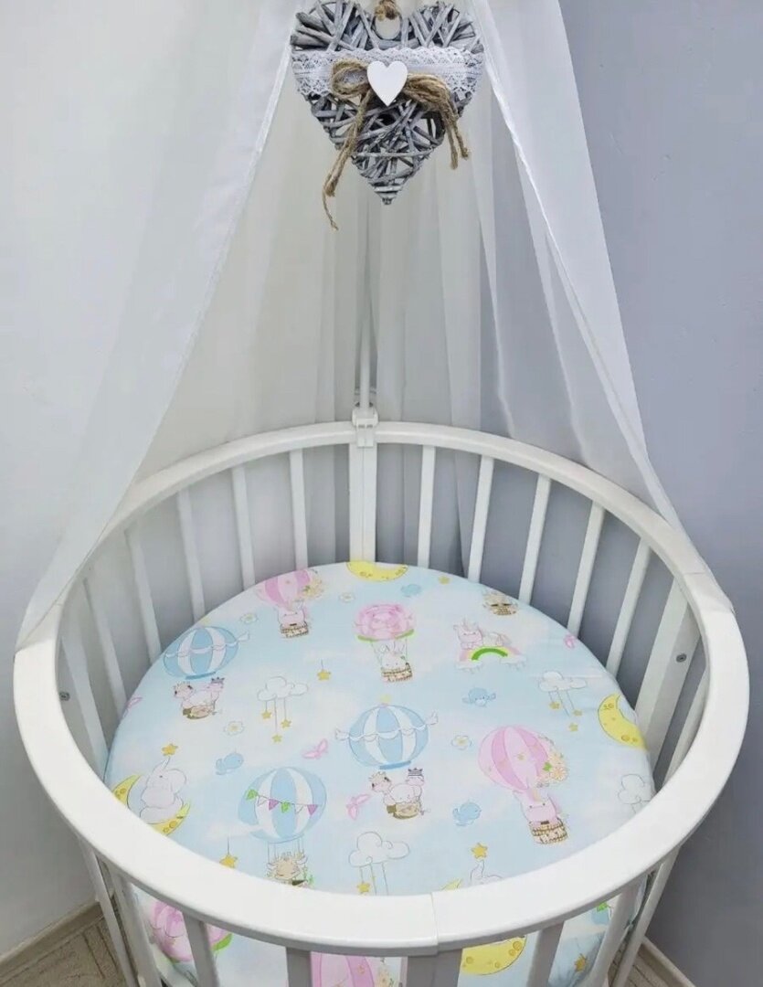 фото Простынь на круглый матрас "Сердечки на кофе" 75*75см