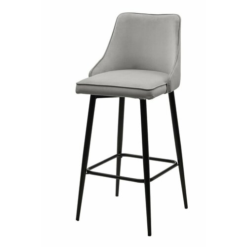 Барный стул паркер 360 град. поворот. H-09 Светло-серый, велюр / черный каркас, М-City