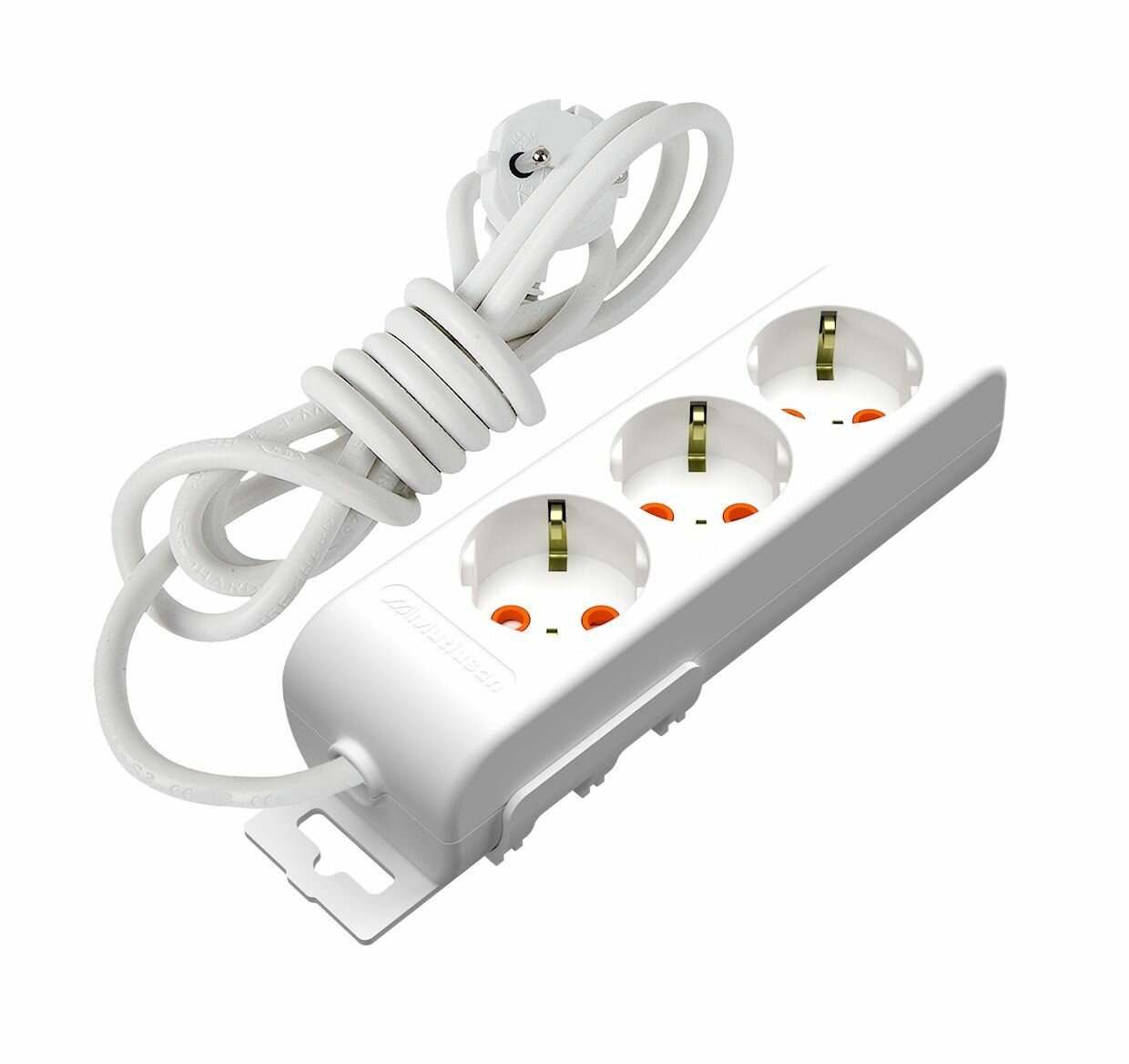 фото Колодка розеточная 3 гнезда с/з и шторки