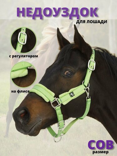Изображение товара Sweethorse / Недоуздок для лощадей на флисе , Cob , салатовый