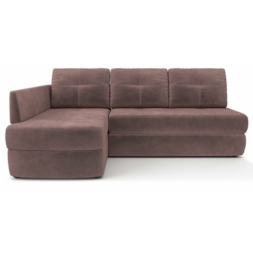 Угловой диван-кровать PUSHE Арно, левый угол, велюр, пыльная роза Nebby 633