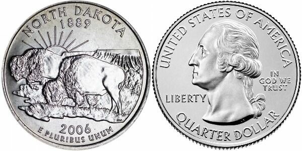 США 25 центов 2006 Квотеры 50 штатов - Северная Дакота