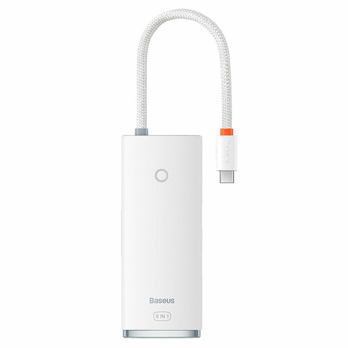 USB HUB разветвитель BASEUS Lite Series 6 в 1 Type-C m - 2xUSB30 PD HDMI TFSD 20 см белый 340400₽