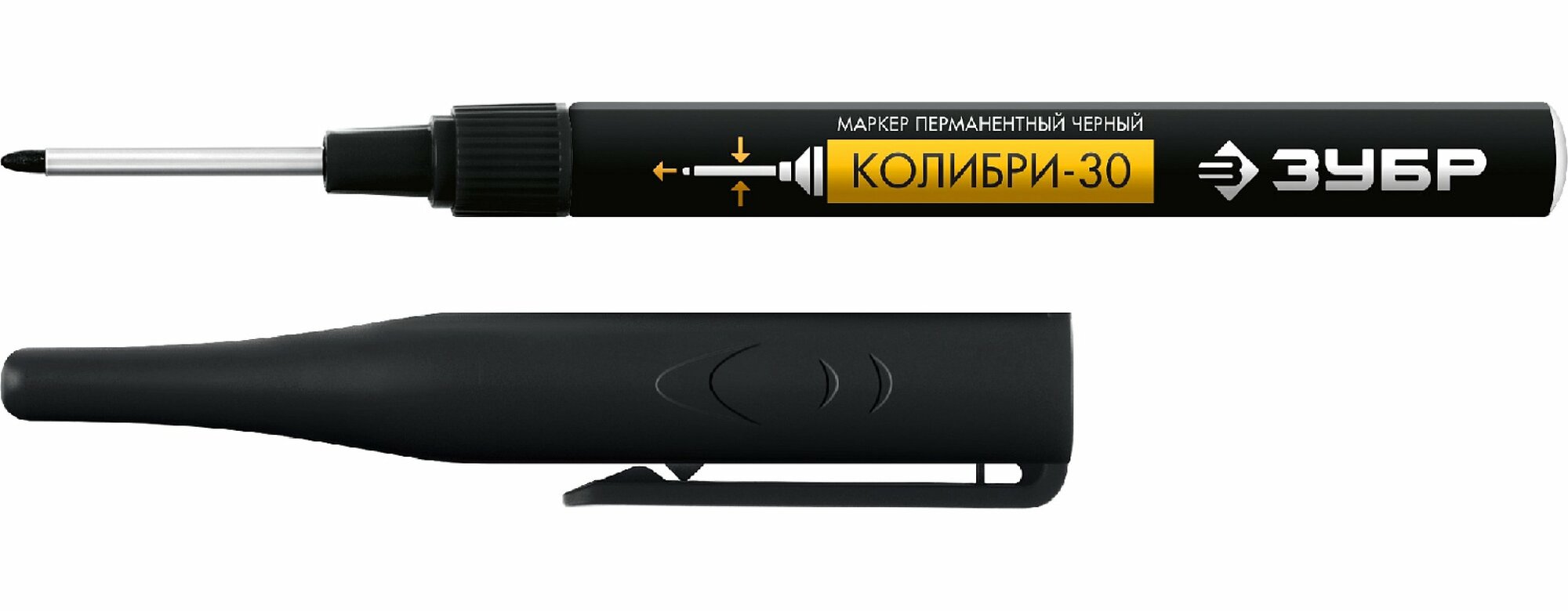ЗУБР КОЛИБРИ-30 1 мм, заостренный, черный, Перманентный маркер, профессионал (06338-2) (06338-2)