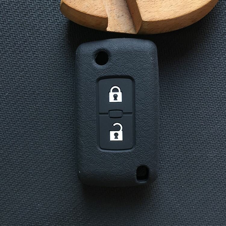 Силиконовый чехол для ключа Mitsubishi Pajero Outlander Lancer ASX, 2 кнопки, Черный