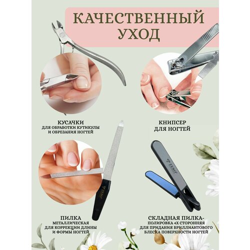 Набор для маникюра и педикюра- кусачки-щипчики, пилка, полировка, книпсер-клиппер.