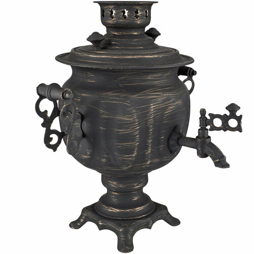 Самовар электрический 3 литра формы «Овал» золотые нити в патине, категория «Эксклюзив»