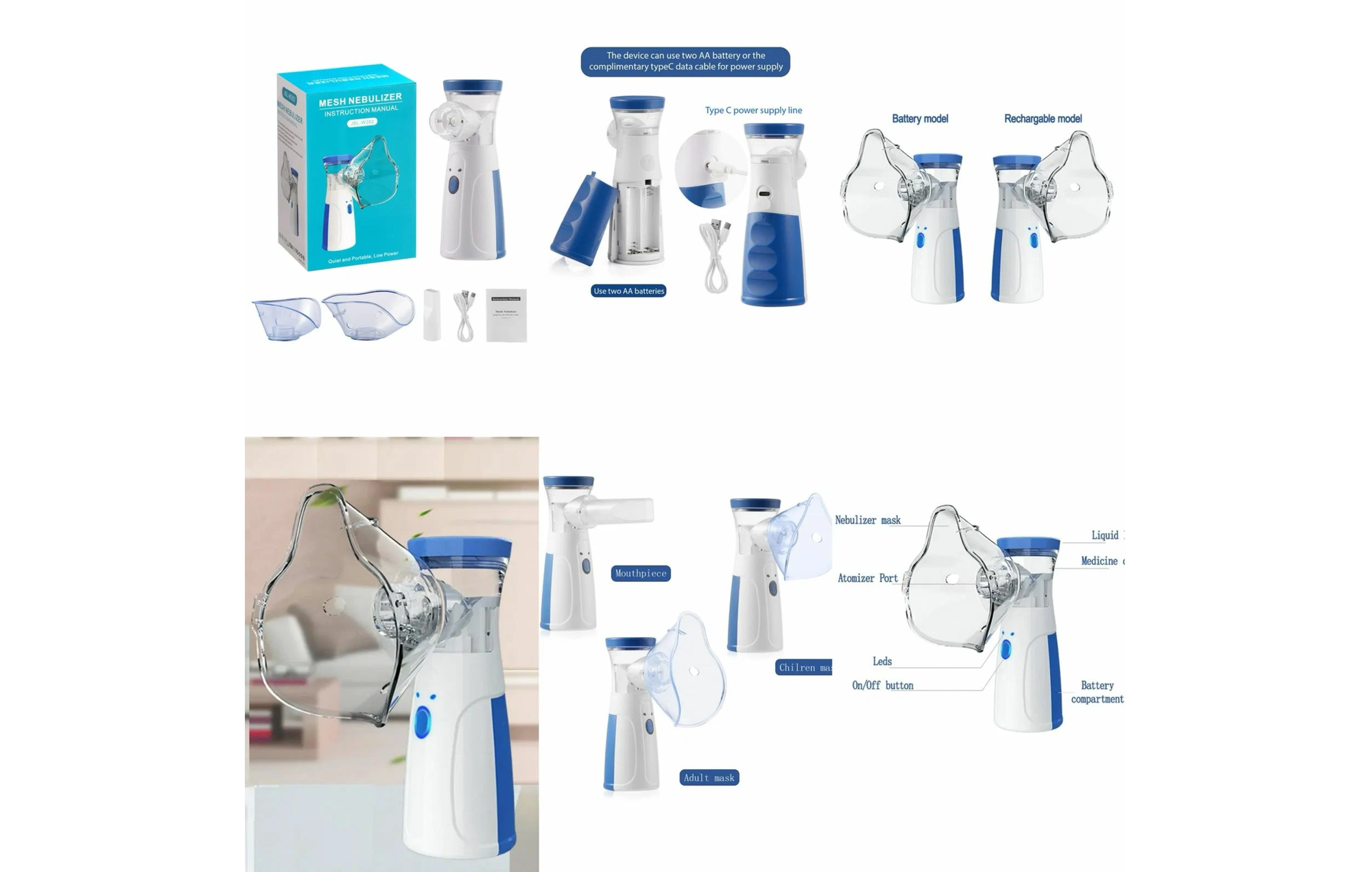 Небулайзер MESH NEBULIZER Instruction Manual JSL-W302