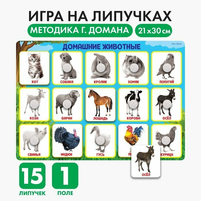 Игра на липучках «Животные фермы», по методике Г. Домана, 9472506