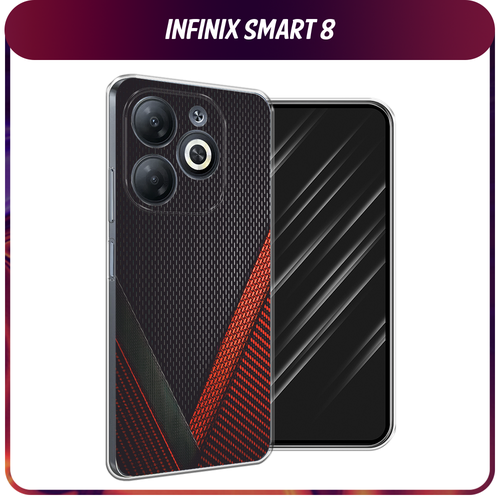 Силиконовый чехол на Infinix Smart 8/Smart 8 HD/Hot 40i / Инфиникс Смарт 8/Смарт 8 HD/Хот 40i Красный карбон