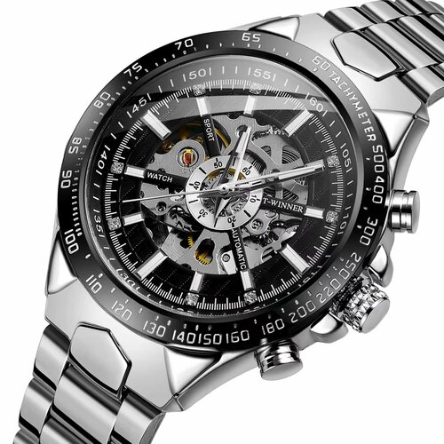 наручные часы winner серебряный черный Наручные часы WINNER, серебряный, черный