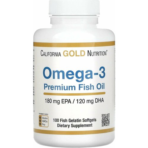 омега жиры в капсулах nfo fish oil omega 3 60 шт California Gold Nutrition Omega 3 Premium Fish Oil 100 softgels (премиум омега 3)