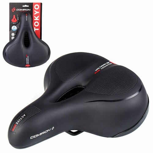 Седло для велосипеда комфортное с функцией памяти COMIRON TOKYO 265x220. Черный-Красный