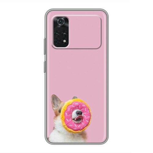 Дизайнерский силиконовый чехол для Поко М4 Про 4G / Xiaomi Poco M4 Pro 4G Собака и пончик