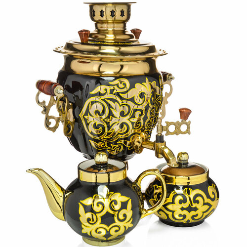 Самовар электрический с худ росписьюОрнамент чёрный 3 л формыЖёлудь в наборе из 3 предметов 20170₽