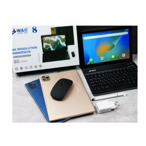 Планшет WO 8 8512 GB 101 для учебы школы и работы с беспроводной клавиатурой и мышью черный 13800₽