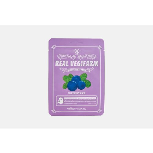 Маска для лица тканевая с экстрактом голубики FOR THE SKIN BY LAB SUPER FOOD REAL VEGIFARM DOUBLE SHOT MASK - BLUEBERRY 251₽