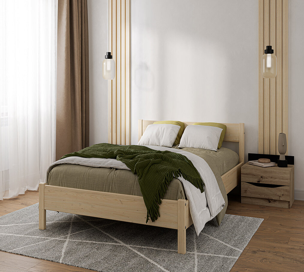 Кровать 90х200 см, из натурального дерева, односпальная (аналог икеа)