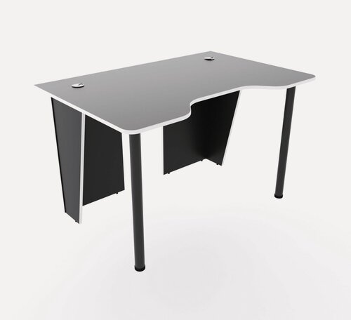 Изображение товара Игровой компьютерный стол "Лакер" с полкой для монитора, 140x80x75 см, чёрный с белой кромкой