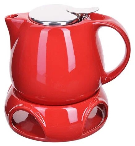 фото 28685 Заварочный чайник красный 750мл подставка-подогрев LR